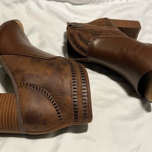 Women's Brown Ankle Booties - Classic Leather Look